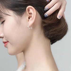 3/$30 Sterling Silver Star Rhinestone Hoop Earrings
